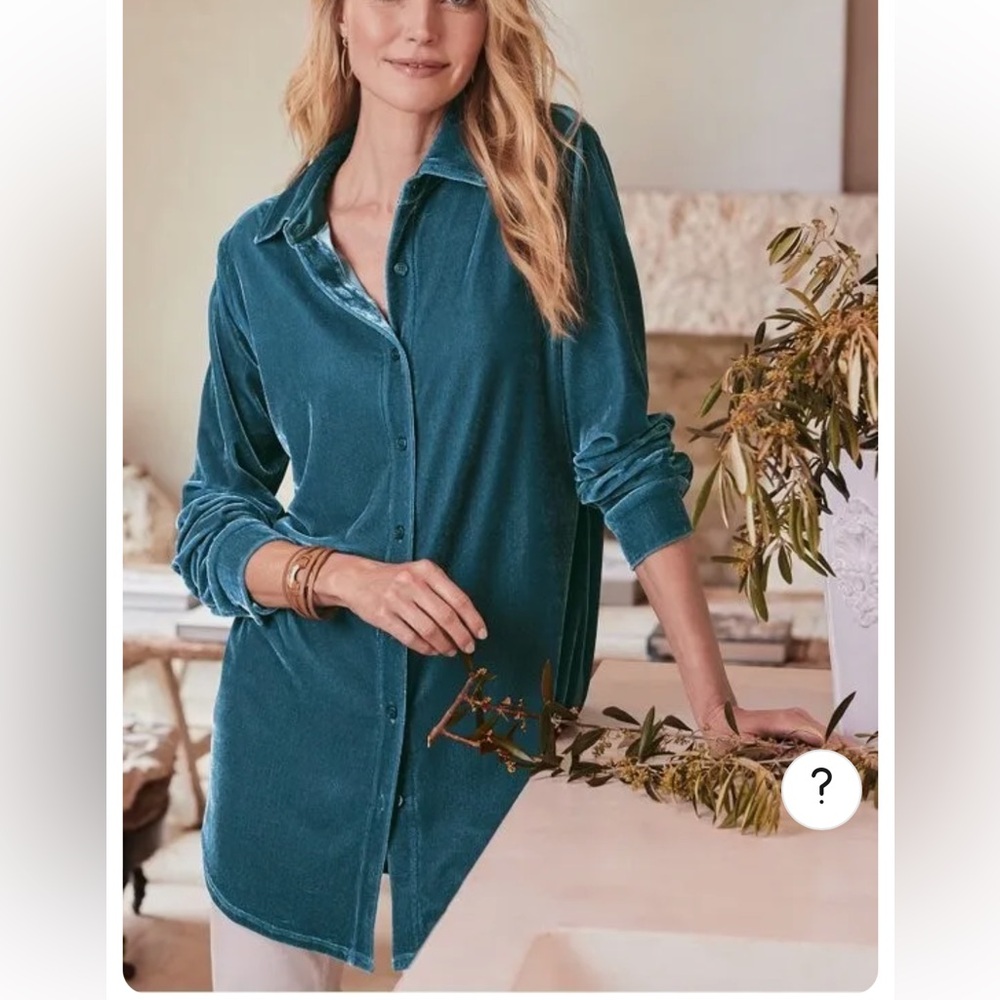 Soft Surroundings | Velvet Boyfriend Tunic Shirt button front
